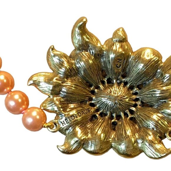 Heidi Daus NWOT Glorious Garden Peach Beaded Crystal Pendant Necklace With Exten - Picture 12 of 15